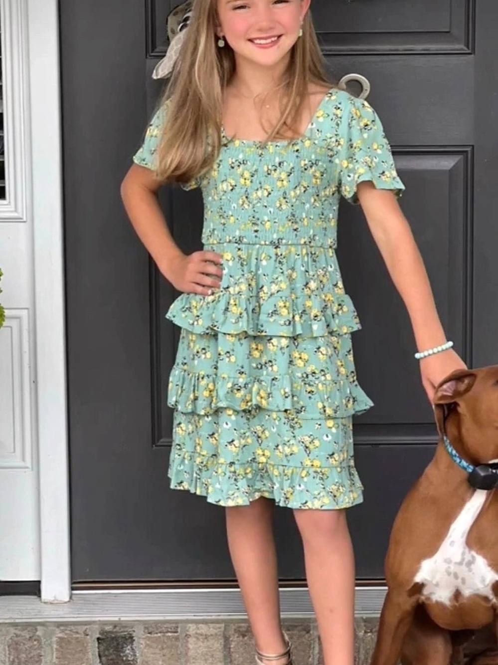 Girls Floral Tiered Dress